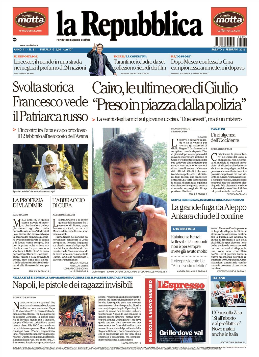 Le Prime Pagine Dei Quotidiani Che Sono In Edicola Oggi 6 Febbraio 2016