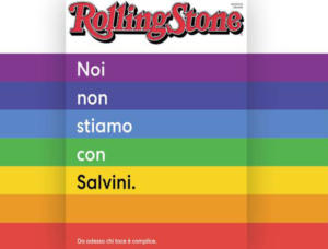 La copertina della Rivista Rolling Stone con il manifesto anti-Salvini