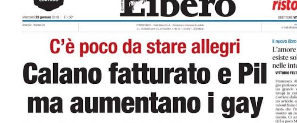 “Libero” fa un altro titolo-scandalo, stavolta sui gay. E scatena l’inferno