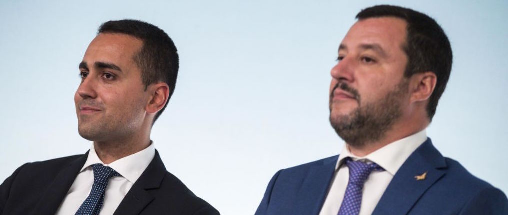 Italian Deputy Premier and Labour and Industry Minister Luigi Di Maio with Italian Deputy Premier and Interior Minister, Matteo Salvini (R), attend a press conference after a Government summit at Chigi Palace in Rome, Italy, 03 October 2018.
ANSA/ANGELO CARCONI