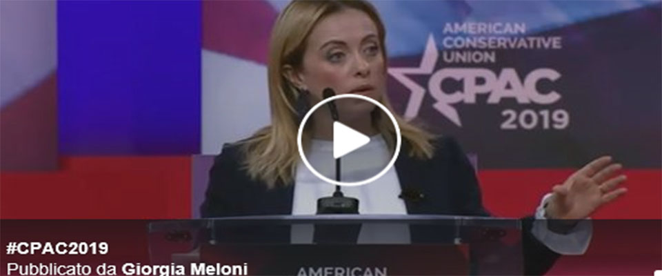 Meloni ai conservatori di Trump: “Questa Ue distrugge la nostra identità, il patriottismo degli Usa è un modello” (video)