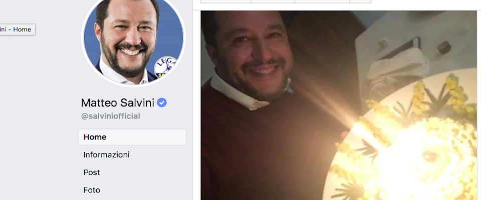 Salvini festeggia su Fb i suoi 46 anni con una torta e le mimose. La sinistra lo attaccherà…