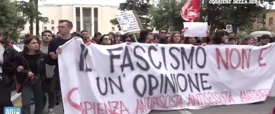 Alta tensione alla Sapienza: presidio antifascista contro i militanti di Forza Nuova aspettando Lucano (video)