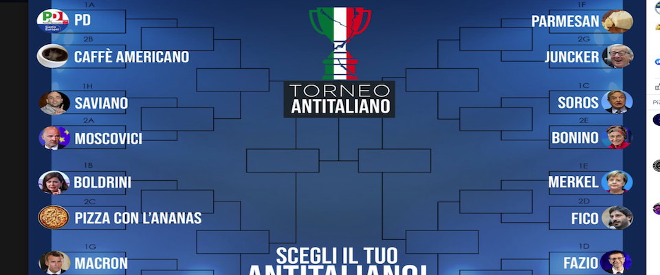 “Chi è il più antiitaliano?”. FdI lancia il torneo su Fb: in competizione Saviano, Boldrini e Juncker…