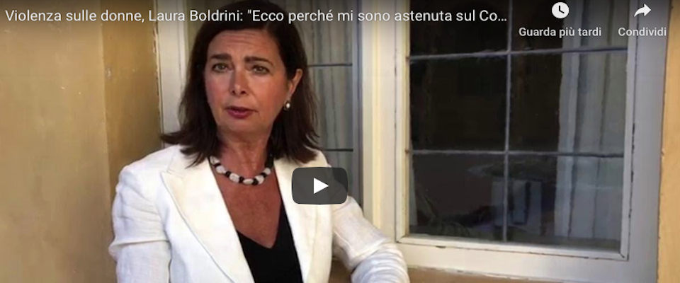 Sui social tutti contro Laura Boldrini per l’incredibile astensione sul Codice rosso (video)