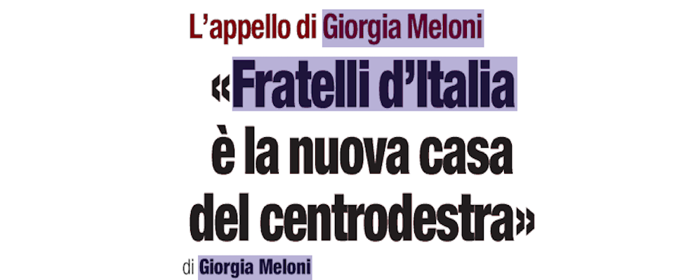 Meloni a “Il Tempo”: “Da Atreju la sfida per portarci al governo dell’Italia”