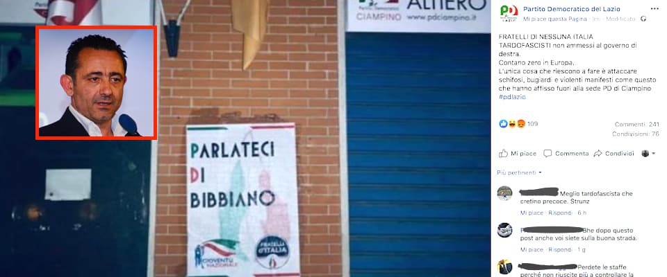 Bibbiano, Trancassini: «Dal Pd solo reazioni scomposte»