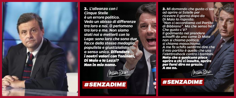 Calenda ridicolizza Renzi: pubblica le sue frasi e gli dà del ridicolo e bugiardo (foto)