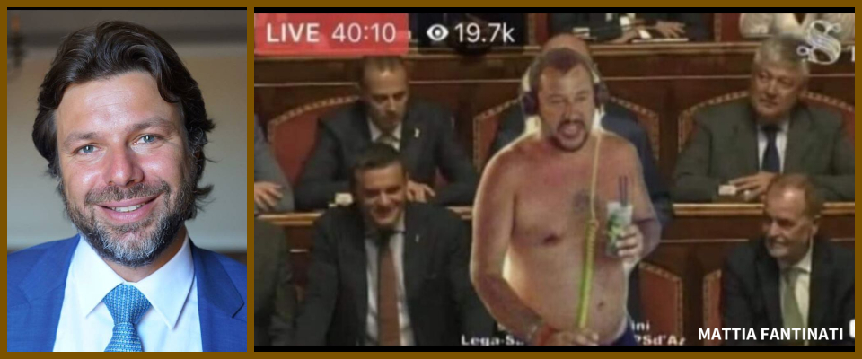 Salvini a torso nudo in Senato, moijto in mano: ora il M5S si affida ai fotomontaggi