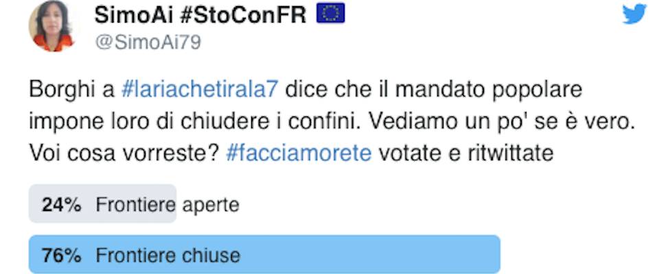 L’ultrà “buonista” provoca con un tweet: «Ama il prossimo tuo». E viene travolta