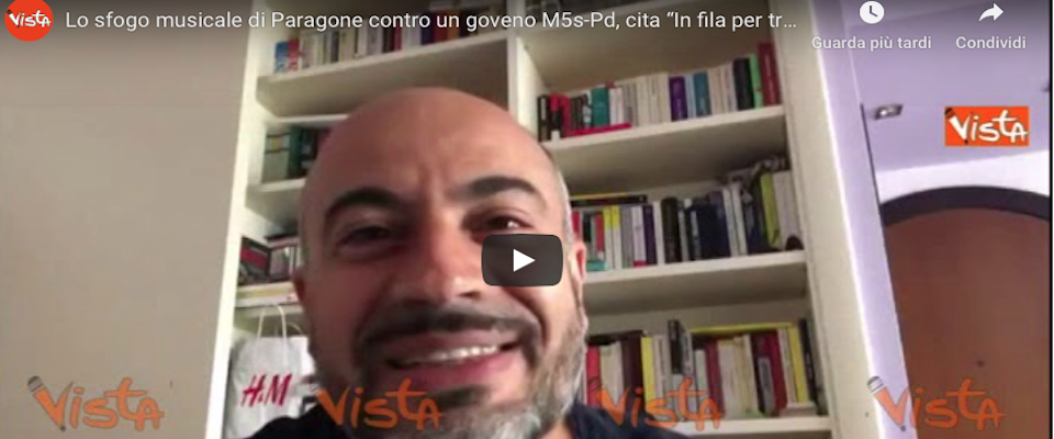 Paragone cita Bennato e le canta a Di Maio e Pd: lo sfogo musicale impazza sui social (Video)