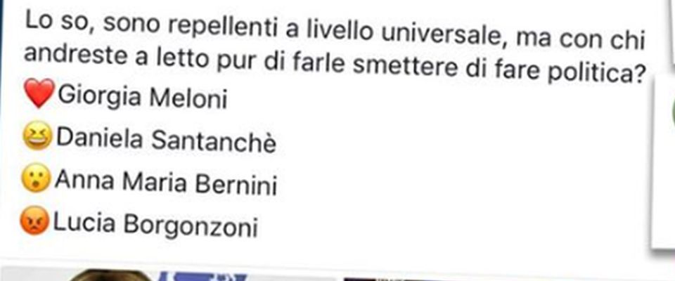 Meloni pubblica tutti gli insulti postati dai gruppi di sinistra: «Leggete cosa scrivono»