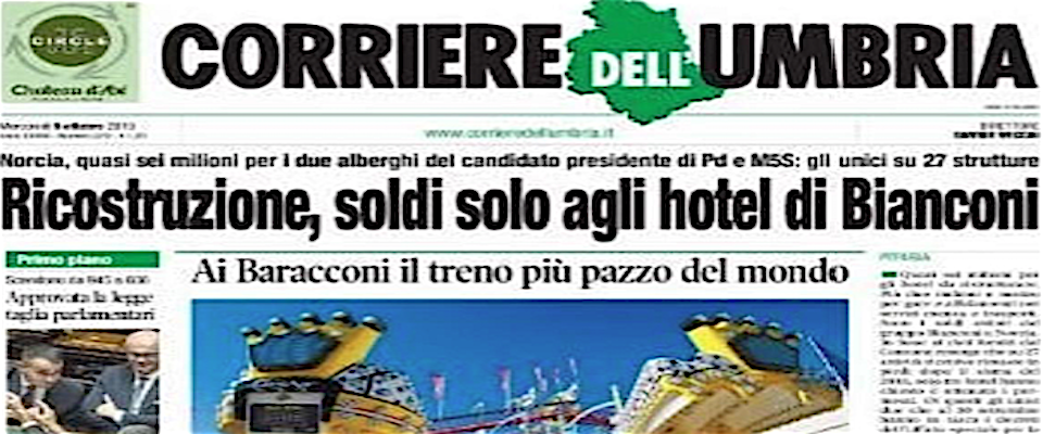 Scandalo Bianconi, il “Corriere dell’Umbria” reagisce agli attacchi del Pd: «Comici»