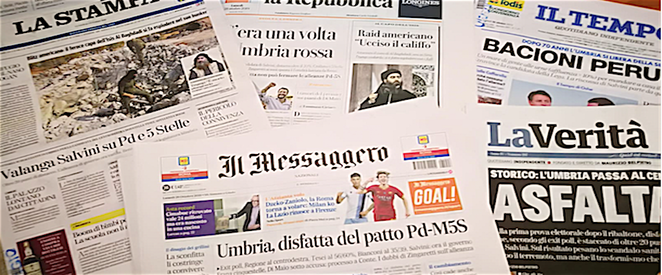 rassegna stampa sulle elezioni in Umbria