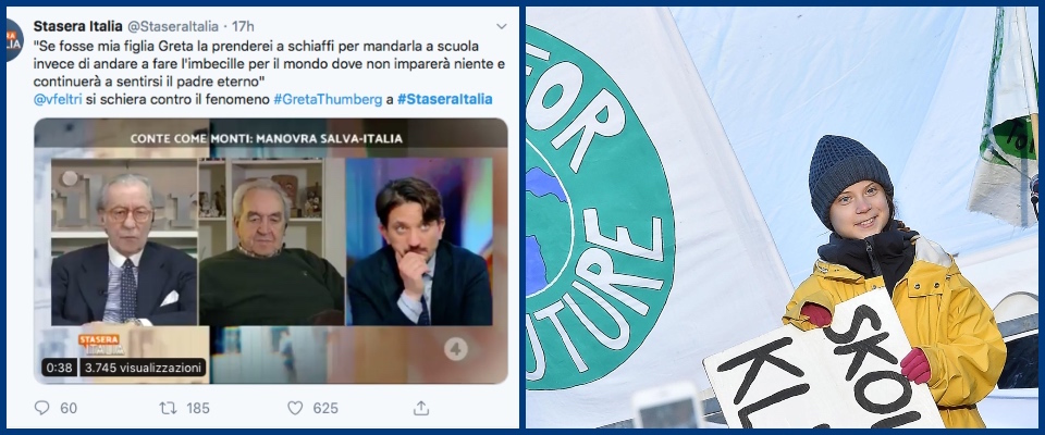 Feltri contro Greta da Twitter e Ansa