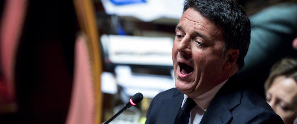 Il leader di Italia Viva Matteo Renzi in aula al Senato durante il dibattito sul finanziamento della politica e sul caso della Fondazione Open, 12 dicembre 2019. ANSA/ANGELO CARCONI