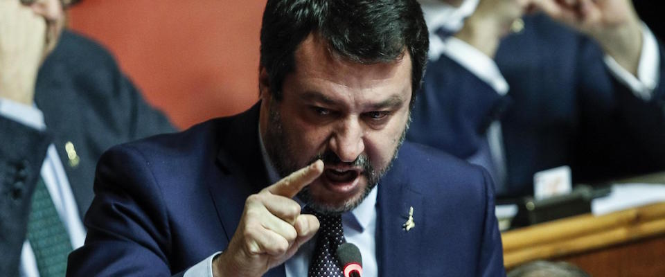 League secretary Matteo Salvini delivers a speech after the communications of the Prime Minister Giuseppe Conte in view of the European Council, at the Senate, in Rome, Italy, 11 December 2019.  ANSA/GIUSEPPE LAMI