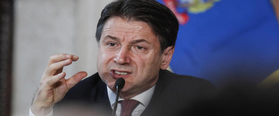 Italian Premier Giuseppe Conte at Villa Madama during the Year-end press conference, Rome, Italy, 28 December 2019. ANSA/GIUSEPPE LAMI