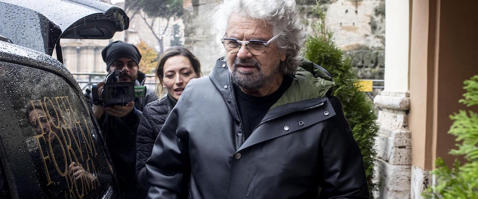 Beppe Grillo esce dall’ hotel Forum, Roma, 24 novembre 2019.  ANSA/MASSIMO PERCOSSI