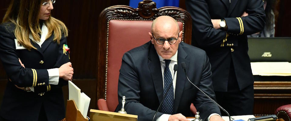 Il vice presidente della Camera Fabio Rampelli durante l’esame della proposta di legge sulla legittima difesa nell’aula della Camera, Roma, 5 marzo 2019. ANSA/ETTORE FERRARI