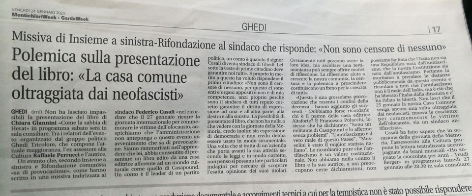 Rifondazione comunista boicotta Chiara Giannini. E lei replica: «Se la prendono con i caduti della Patria»