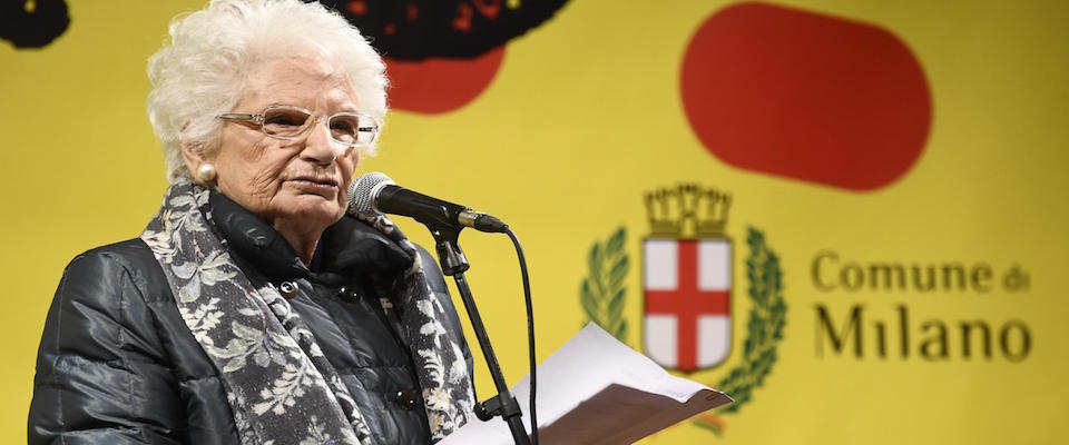 Holocaust survivor and Italian Senator for Life, Liliana Segre, talks after the procession composed of hundreds of mayors on the occasion of the event entitled ‘Hate has no future’ in Milan, Italy, 10 December 2019. Liliana Segre is currently under guard due to repeated anti-Semitic threats. 
ANSA/FLAVIO LO SCALZO