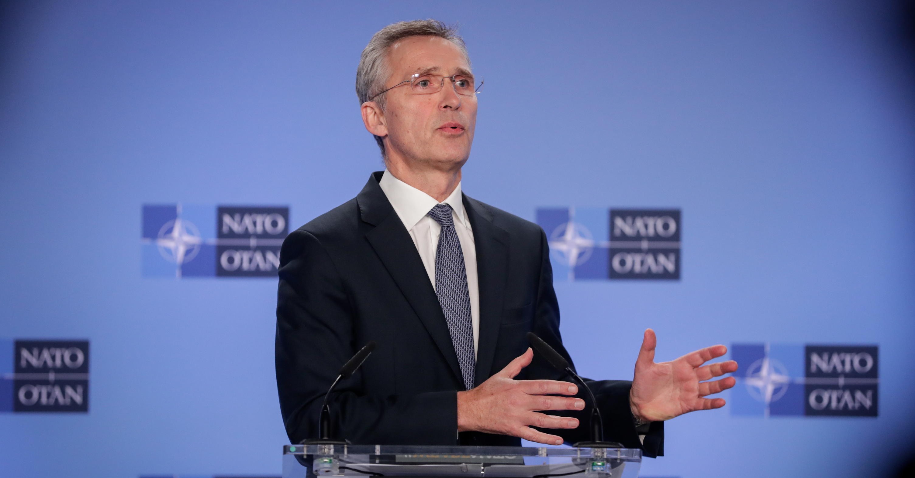 epa08108390 NATO Secretary General Jens Stoltenberg gives a press conference after the North Atlantic Council at Ambassadorial level at the NATO headquarter in Brussels, Belgium, 06 January 2020.  EPA/STEPHANIE LECOCQ