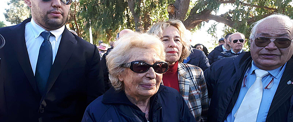 Anna Craxi con Lucio Barani, ex sindaco di Aulla, che fece monumento per ricordare Bettino ad Hammamet, 19 gennaio 2020.
ANSA/LUCA LAVIOLA