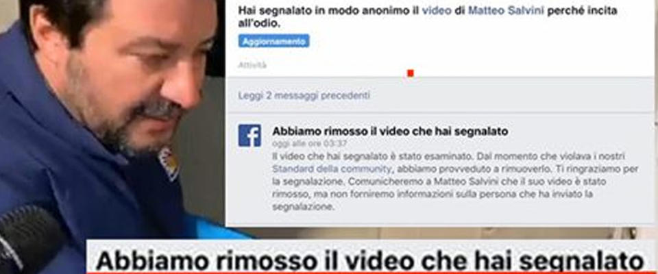 Una foto tratta dal profilo Facebook mostra il video al citofono di Matteo Salvini rimosso dalla piattaforma. FACEBOOK +++ATTENZIONE LA FOTO NON PUO’ ESSERE PUBBLICATA O RIPRODOTTA SENZA L’AUTORIZZAZIONE DELLA FONTE DI ORIGINE CUI SI RINVIA+++