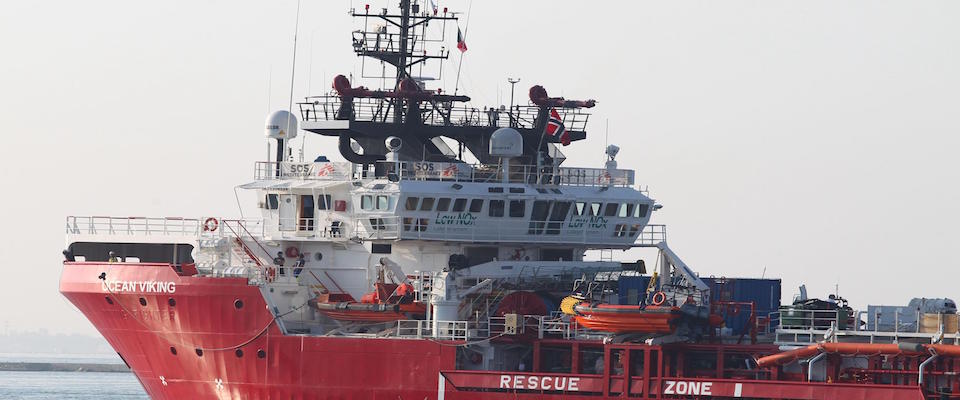 The Ocean Viking rescue ship enters in the commercial port of Taranto in Taranto, southern Italy, 16 October 2019. There are 131 men, 12 women, four of whom are pregnant, and 33 are children, of whom 23 are unaccompanied.
ANSA/INGENITO