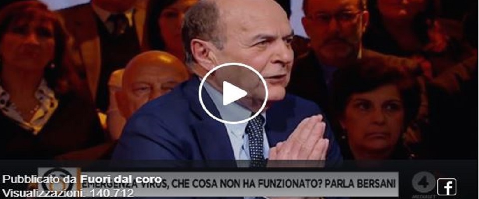 Bersani sul coronavirus frame da video su Facebook