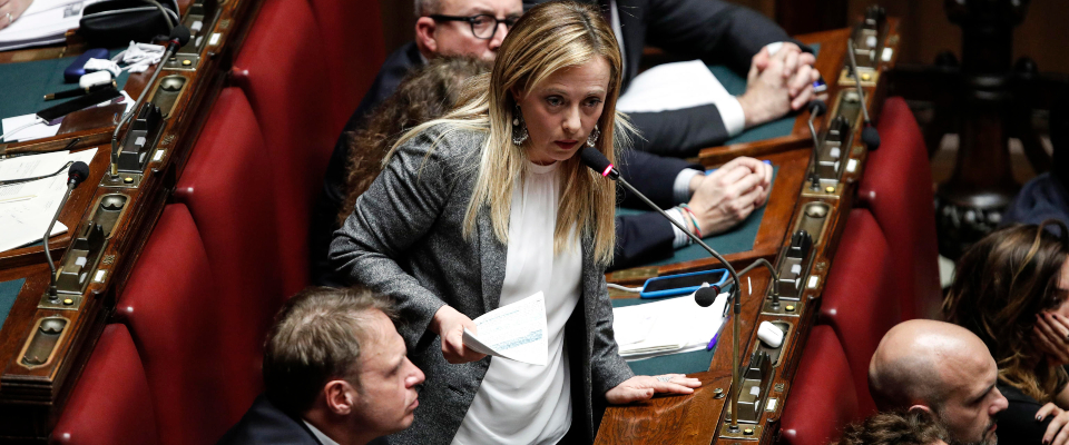 Giorgia Meloni alla Camera durante informativa urgente del ministro della Salute sull’evoluzione della situazione relativa all’emergenza Coronavirus, Roma 26 Febbraio 2020. ANSA/GIUSEPPE LAMI