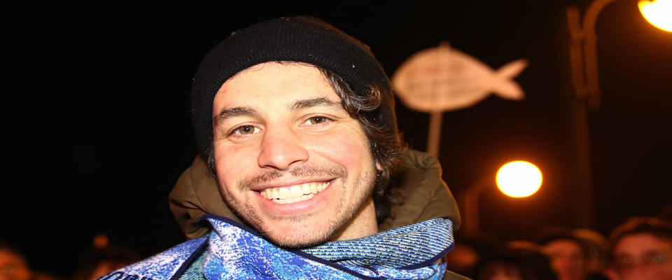 Mattia  Santori, one of the leaders of the Sardines, the anti-populist movement, attends the demostration in Bibbiano, 23 january 2020. ANSA / SERENA CAMPANINI