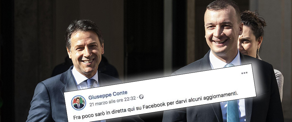 Il presidente del Consiglio, Giuseppe Conte (s) e il suo portavoce, Rocco Casalino, a margine di un punto stampa dopo l’incontro con i presidenti delle Regioni su “Proteggi Italia”, Roma, 28 febbraio 2019. ANSA/CLAUDIO PERI