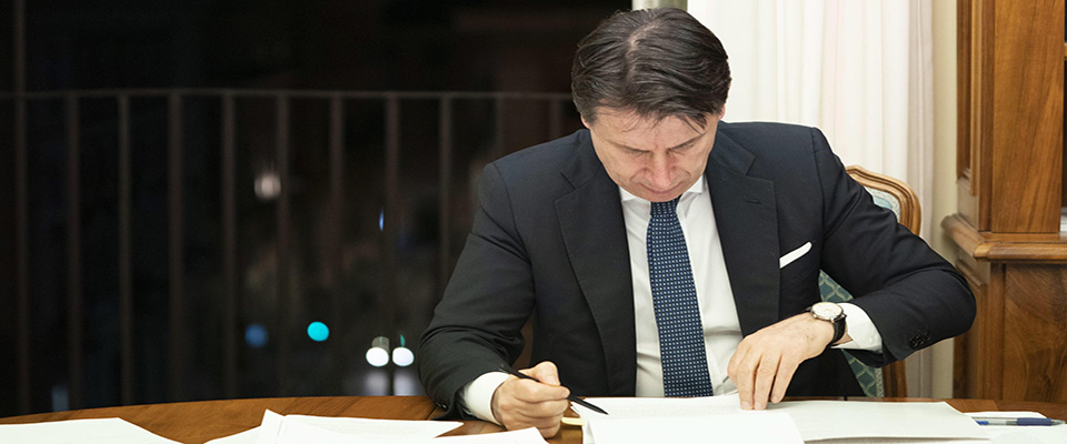 epa08277826 A handout picture made available by the Chigi Palace (Palazzo Chigi) Press Office shows Italian Prime Minister Giuseppe Conte during an emergency cabinet meeting at the Chigi Palace in Rome, Italy, 08 March 2020. The Italian authorities have taken the drastic measure of shutting off the entire northern Italian region of Lombardy â€“ home to about 16 million people â€“ in a bid to halt the ongoing coronavirus epidemic in the Mediterranean country. The number of confirmed cases of the COVID-19 disease caused by the SARS-CoV-2 coronavirus in Italy has jumped up to at least 5,883, while the death toll has surpassed 230, making Italy the nation with the third-highest number of infections (behind China and South Korea) and the second-highest death toll after China.  EPA/FILIPPO ATTILI / CHIGI PALACE PRESS OFFICE HANDOUT  HANDOUT EDITORIAL USE ONLY/NO SALES *** Local Caption *** 54838622