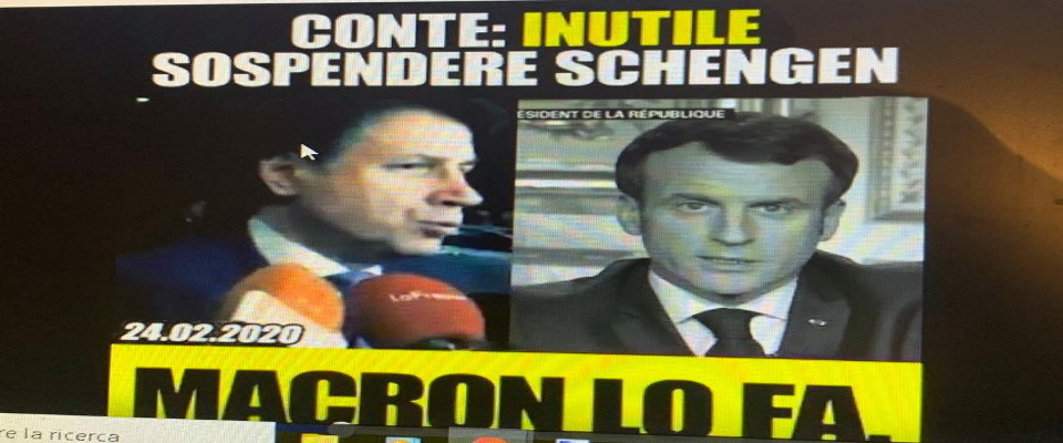 Le balle di Conte: “Schengen non si tocca”. E Macron da oggi chiude le frontiere francesi (video)