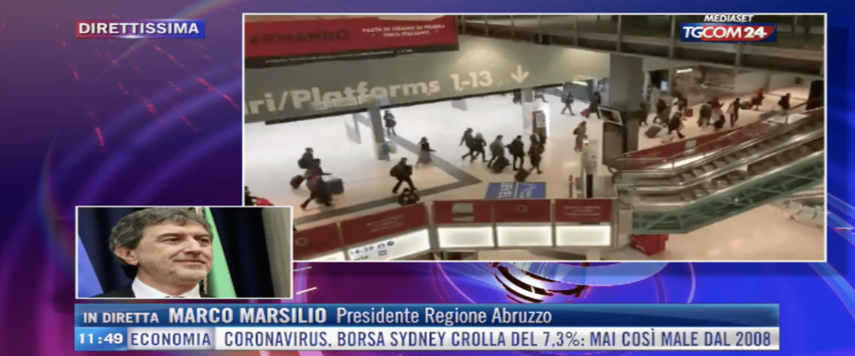 L’appello di Marsilio: “Restate a casa, muovetevi il meno possibile. No psicosi ma basta leggerezze” (video)