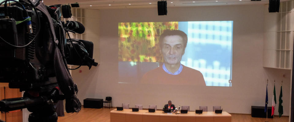 Líintervento in video del presidente della Regione Lombardia Attilio Fontana – Conferenza stampa in video in Regionr Lombardia sullíemergenza del coronavirus Covid-19, Milano  3 Marzo 2020Ansa/Matteo Corner