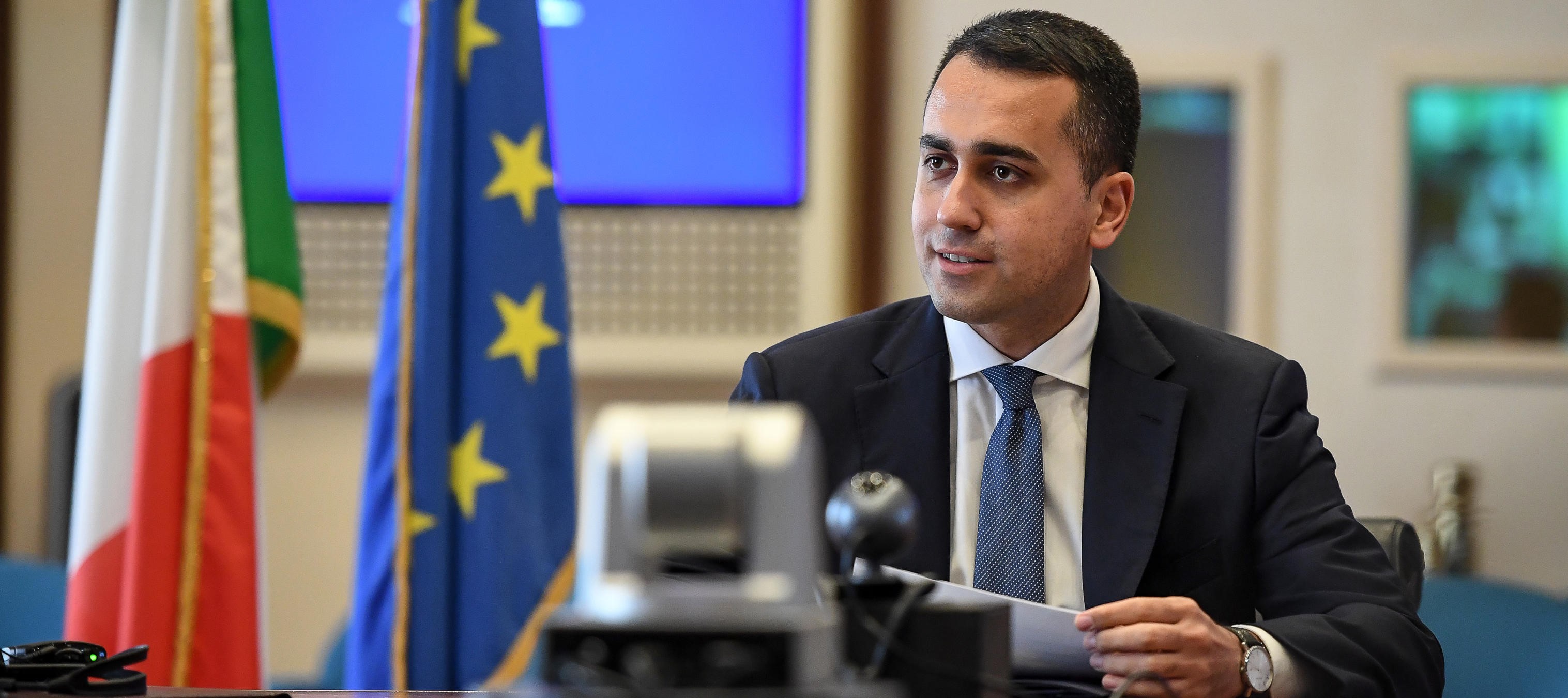 Il ministro degli Esteri, Luigi Di Maio, partecipa al Consiglio UE degli Affari Esteri in teleconferenza, presso la sala dell’Unità di Crisi della Farnesina, Roma 22 aprile 2020.
ANSA/ALESSANDRO DI MEO