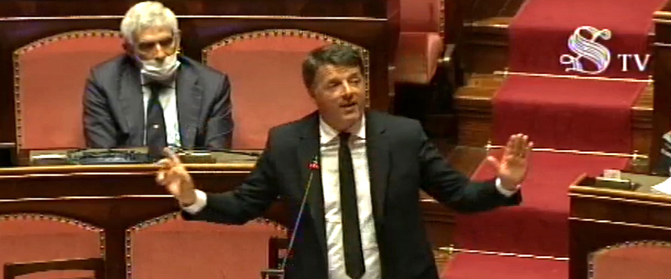 L’intervento di Matteo Renzi in Senato, 30 aprile 2020.  ANSA/SENATO ++ NO SALES, EDITORIAL USE ONLY ++