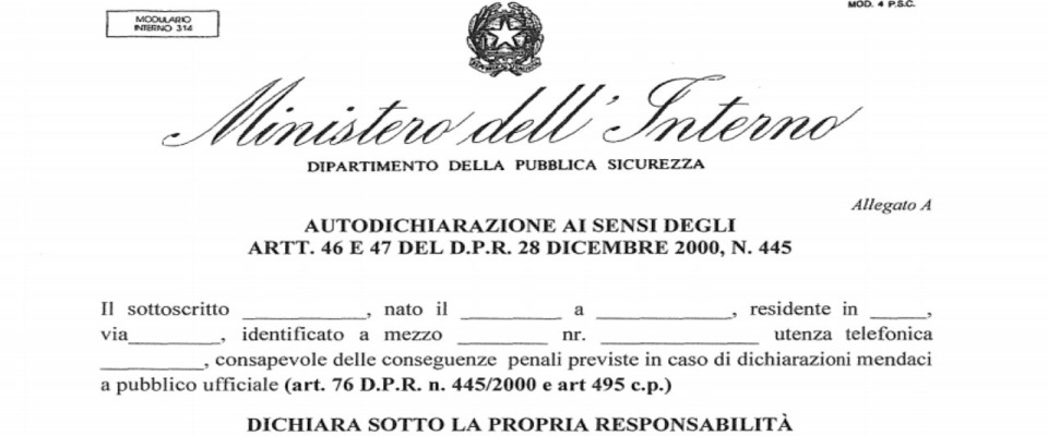 Autocertificazioni, è caos. Solo per spostarsi da una regione all’altra? Niente paura, il Viminale sta lavorando