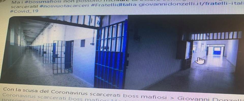 Donzelli: «Scandaloso, per il Covid 19 scarcerati due boss mafiosi. Il ministro della Giustizia che fa?»