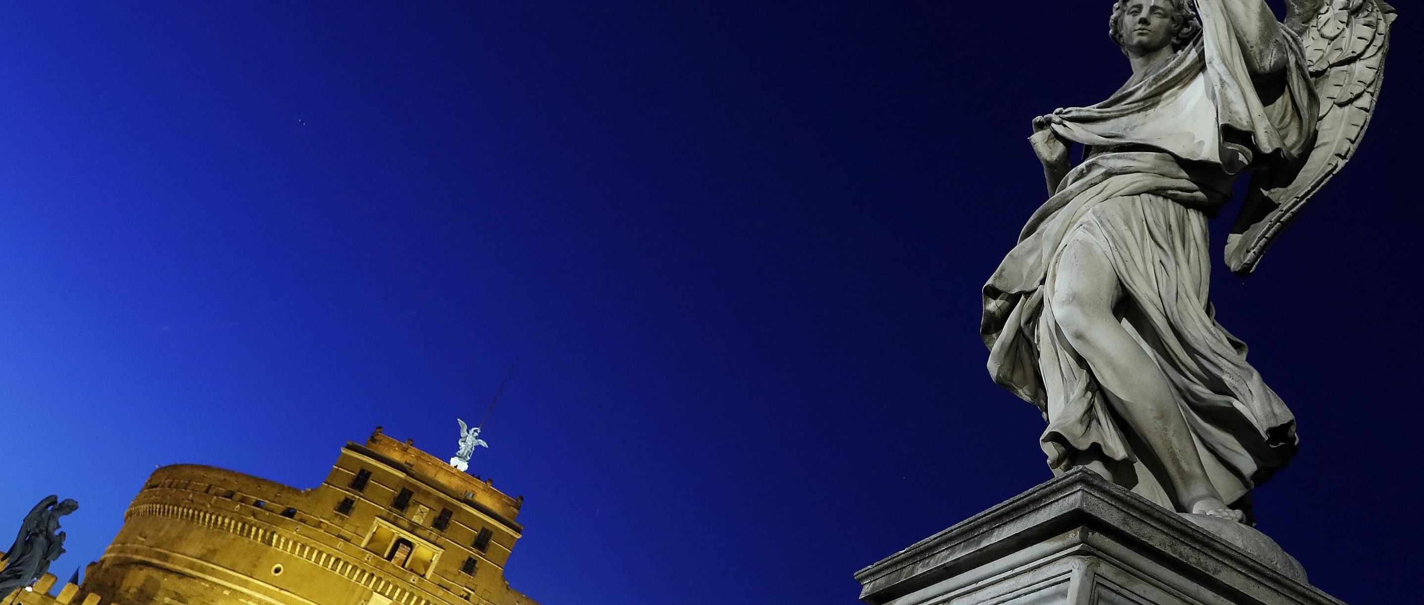 L’inaugurazione della nuova illuminazione di Castel Sant’Angelo, Roma, 3 agosto 2019. ANSA/RICCARDO ANTIMIANI