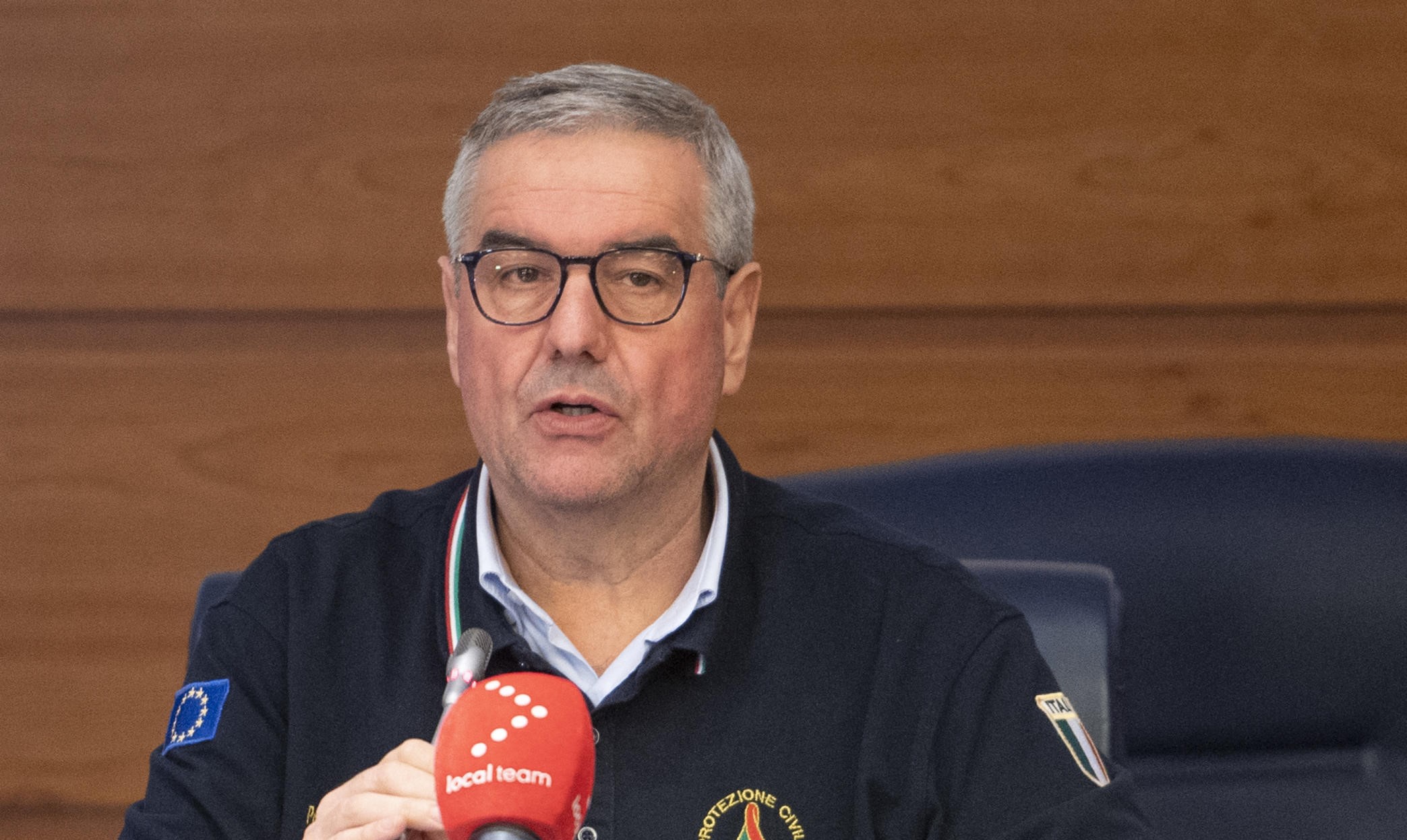 Il capo della Protezione Civile, Angelo Borrelli, nel corso della lettura del bollettino quotidiano, al termine della riunione sullÕemergenza coronavirus in videoconferenza con le regioni a Roma, 9 marzo 2020. 
   ANSA/MAURIZIO BRAMBATTI