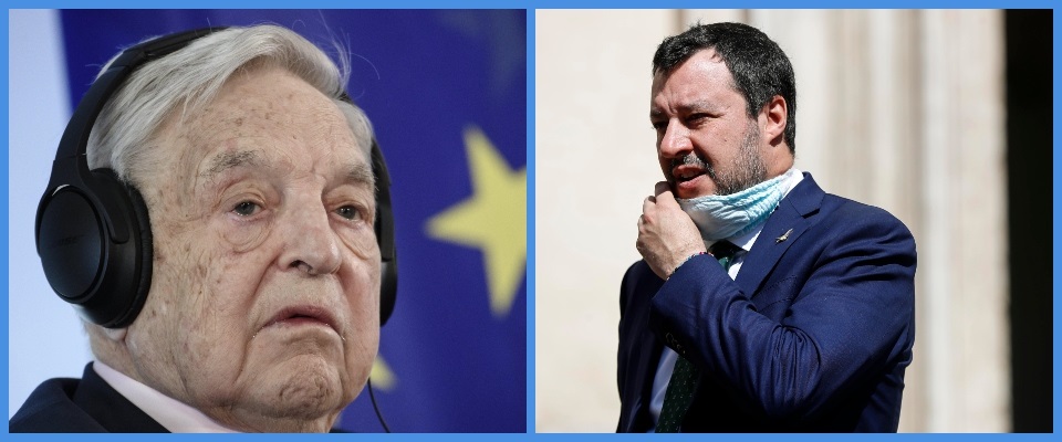 BeFunky-collage con foto Ansa di Soros (a sinistra) e Salvini