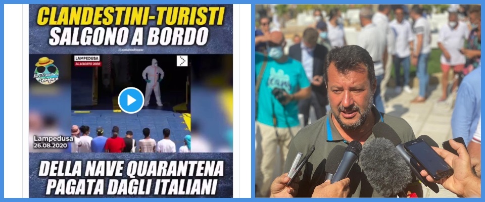 BeFunky-collage con foto da Twitter di Salvini e scatto Ansa del leader della Lega