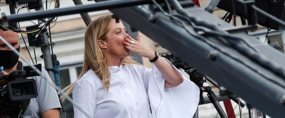 President of Italian party ‘Fratelli d’Italia’ Giorgia Meloni during an event organized by the center-right wing parties at Piazza del Popolo in Rome, Italy, 04 July 2020. ANSA/GIUSEPPE LAMI