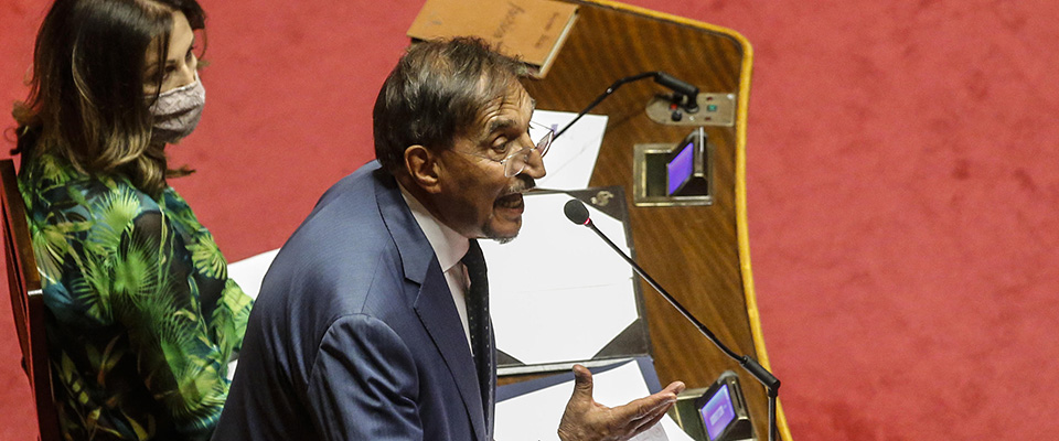 Ignazio La Russa at the Senate during a debate on further measures to combat the spread of Covid-19, Rome, Italy, 28 July 2020. ANSA/FABIO FRUSTACI