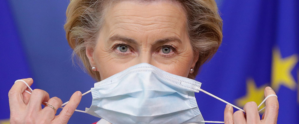 epa08690138 European Commission President Ursula Von Der Leyen gives a statement on New Pact for Migration and Asylum  at the European Commission in Brussels, Belgium, 23 September 2020.  EPA/STEPHANIE LECOCQ / POOL