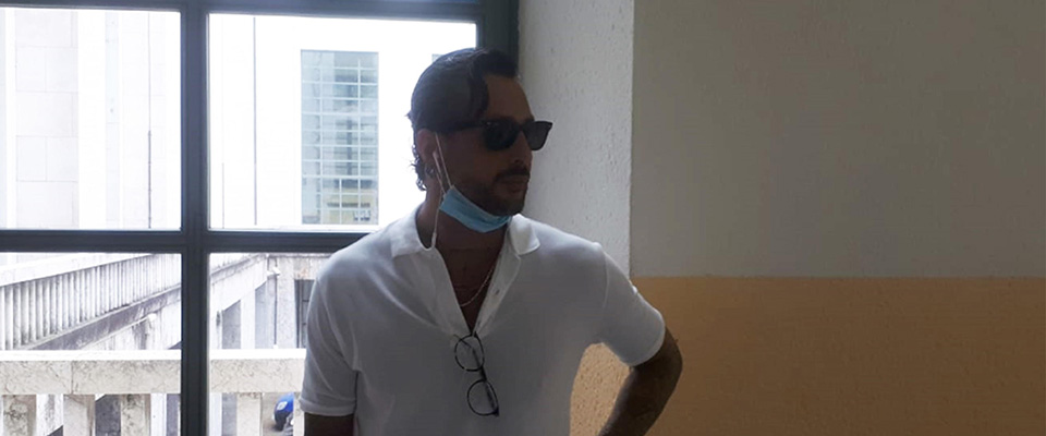 Fabrizio Corona a Palazzo di Giustizia dove ha reso dichiarazioni spontanee nel processo in cui è imputato per diffamazione ai danni della giornalista, blogger e noto volto televisivo Selvaggia Lucarelli, Milano, 15 luglio 2020. ANSA/IGOR GREGANTI